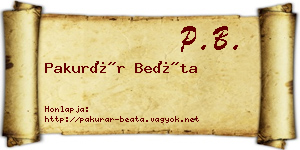 Pakurár Beáta névjegykártya