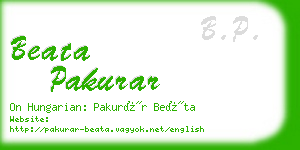 beata pakurar business card